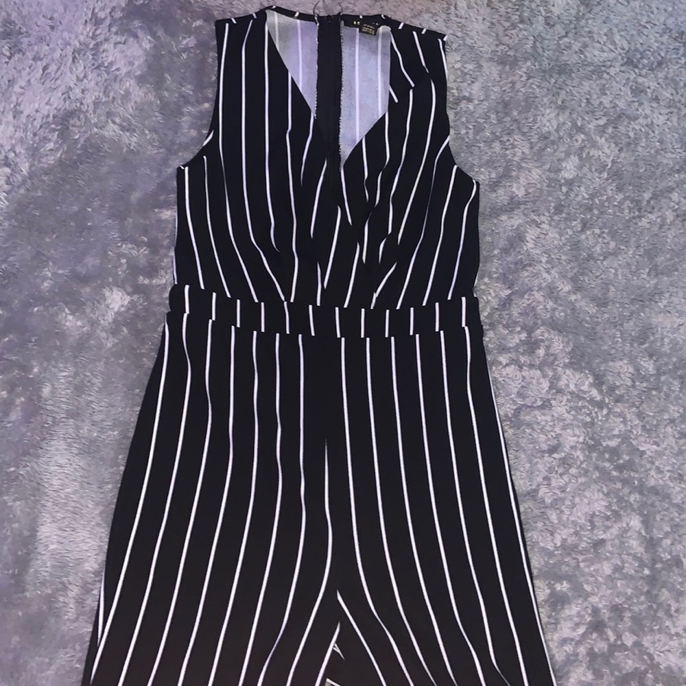 black and white striped jumpsuit/romper